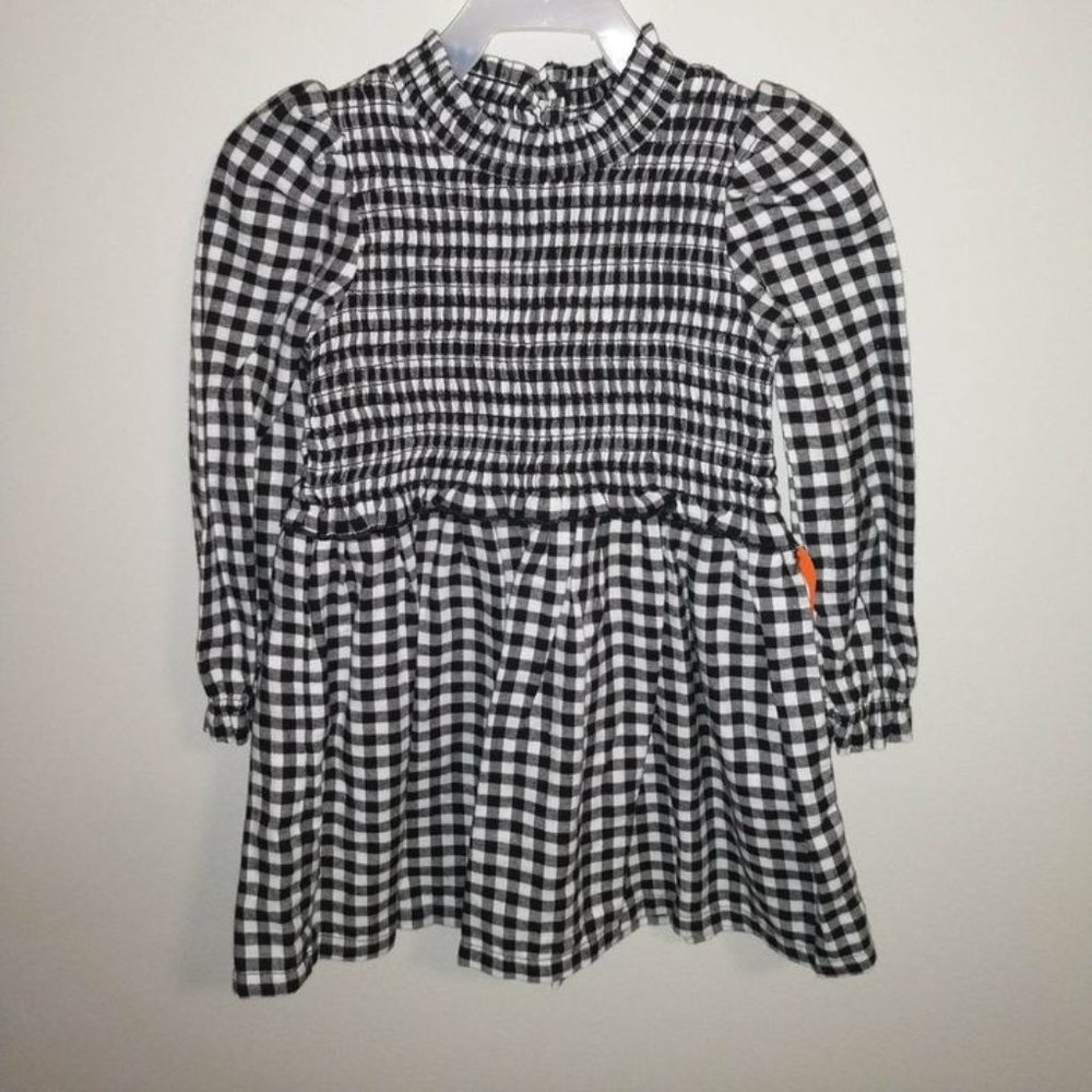 Wonder Nation baby toddler girl dress black white checkered size 18 month K-050